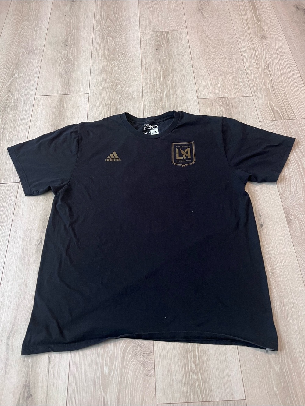 adidas Black LAFC Short-Sleeve Logo Tee with Gold Accents